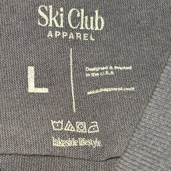 Ski Club Graphic Mens T-Shirt Charcoal Gray Lakeside Lifestyle Cotton Crewneck, - Picture 5 of 5